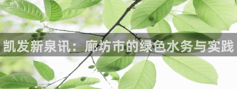 k8凯发平台链接：凯发新泉讯：廊坊市的绿色水务与实践